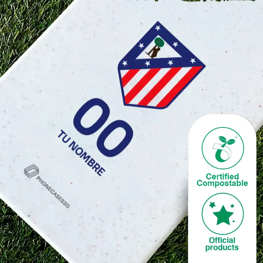 Atletico Madrid Official Compostable Phone Case Crest Standard  + Name and Number - Image 82