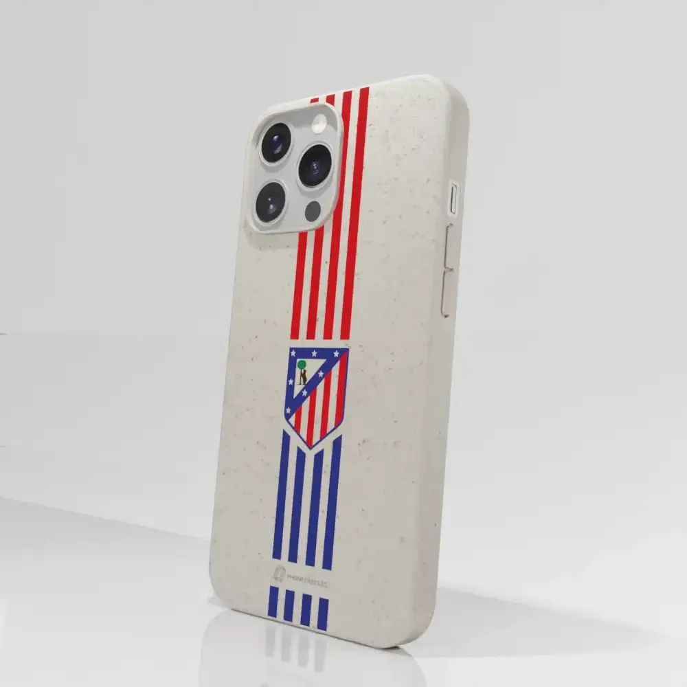 Atletico Madrid Official Compostable Phone Case Stripes Crest - Image 56