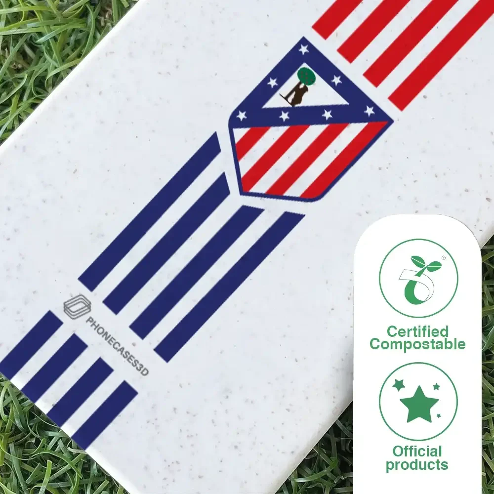 Atletico Madrid Official Compostable Phone Case Stripes Crest - Image 79