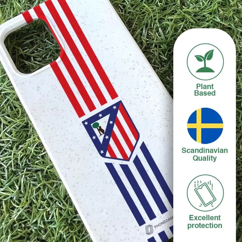 Atletico Madrid Official Compostable Phone Case Stripes Crest - Image 80