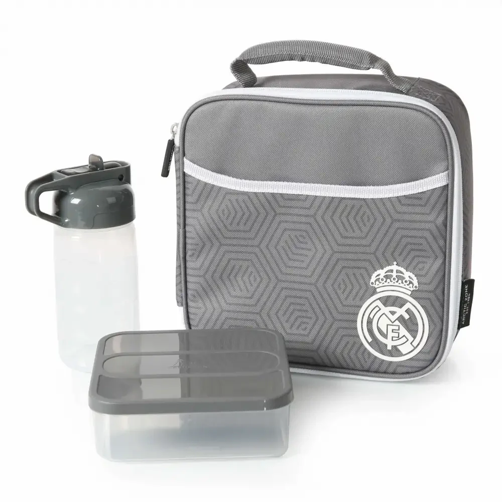 Real Madrid Thermal Lunch Set with Bottle & Box - Grey - Image 4